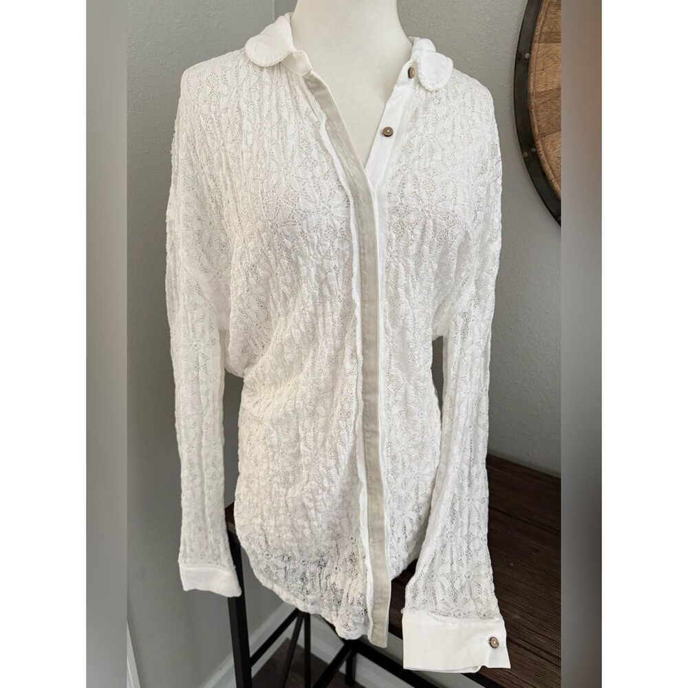 Free People Must Have Tunic Lace Button-down Romantic Cottagecore size S